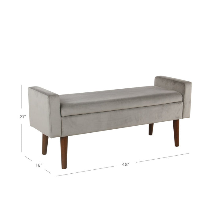 Modern Velvet Storage Bench - Gray