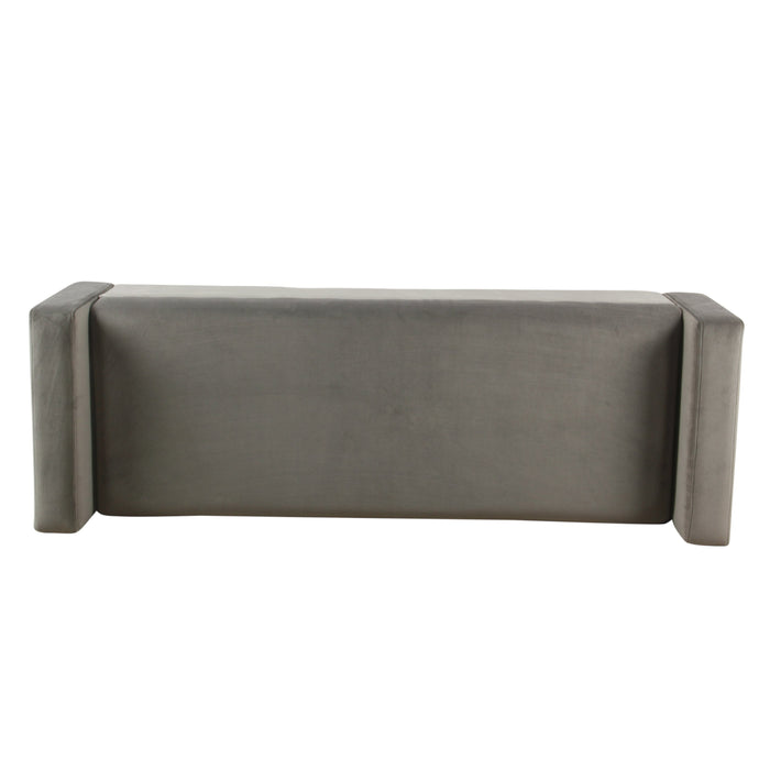 Modern Velvet Storage Bench - Gray