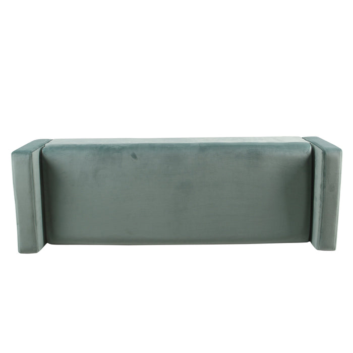 Modern  Velvet Storage Bench - Aqua Blue