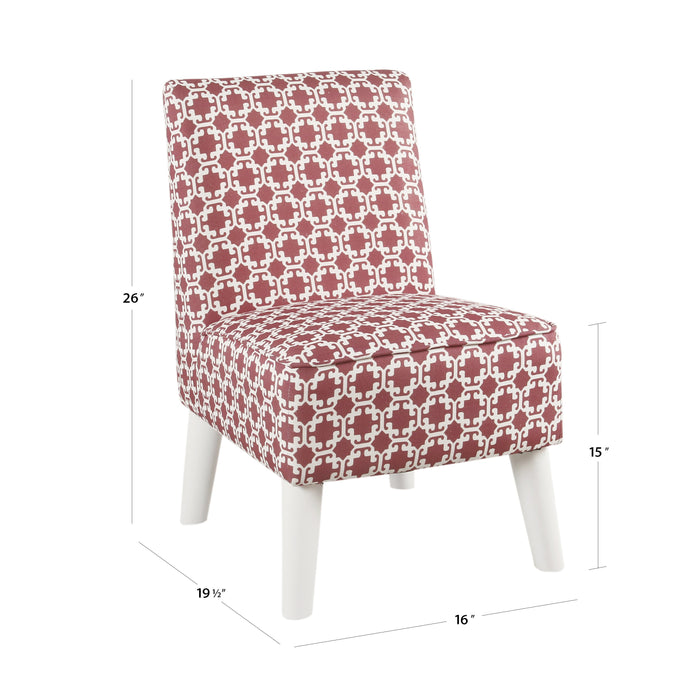 Kid's Modern Slipper Chair- Pink Lattice