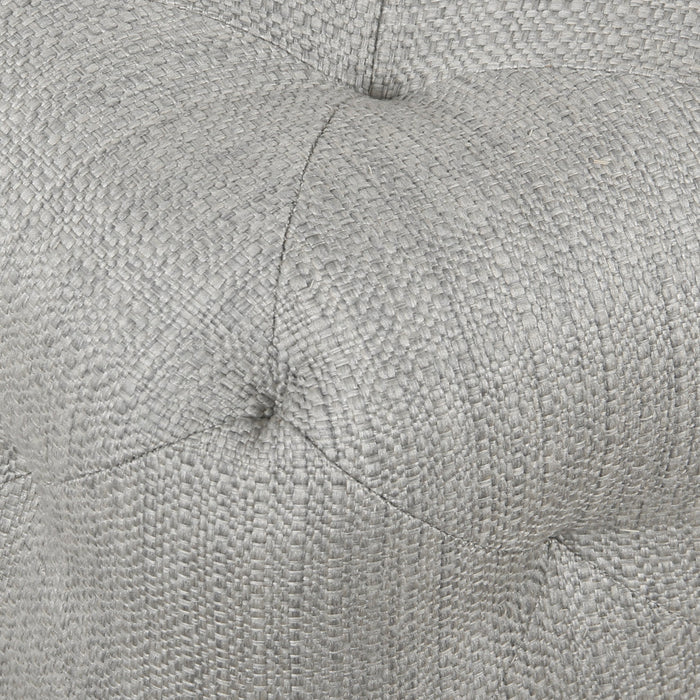 Small Pin-Tufted Ottoman - Gray Woven