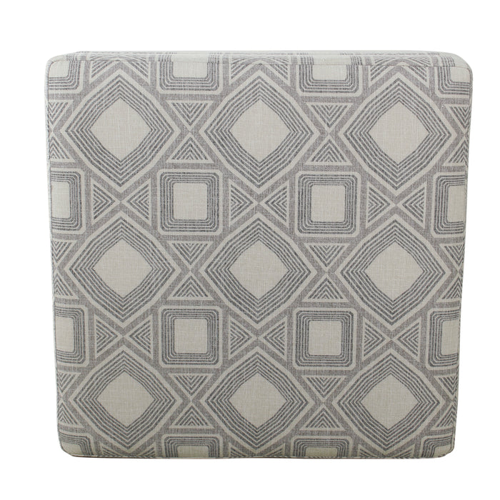 HomePop Luxury 28" Square Storage Ottoman - Gray Geometric
