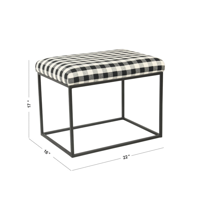 Small Decorative Ottoman - Mini Black Plaid
