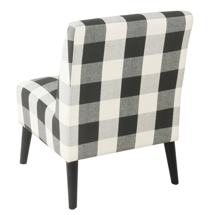 Modern Armless Accent Chair - Black Plaid