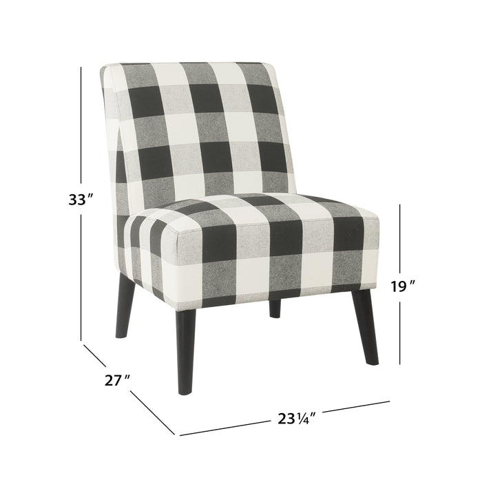 Modern Armless Accent Chair - Black Plaid