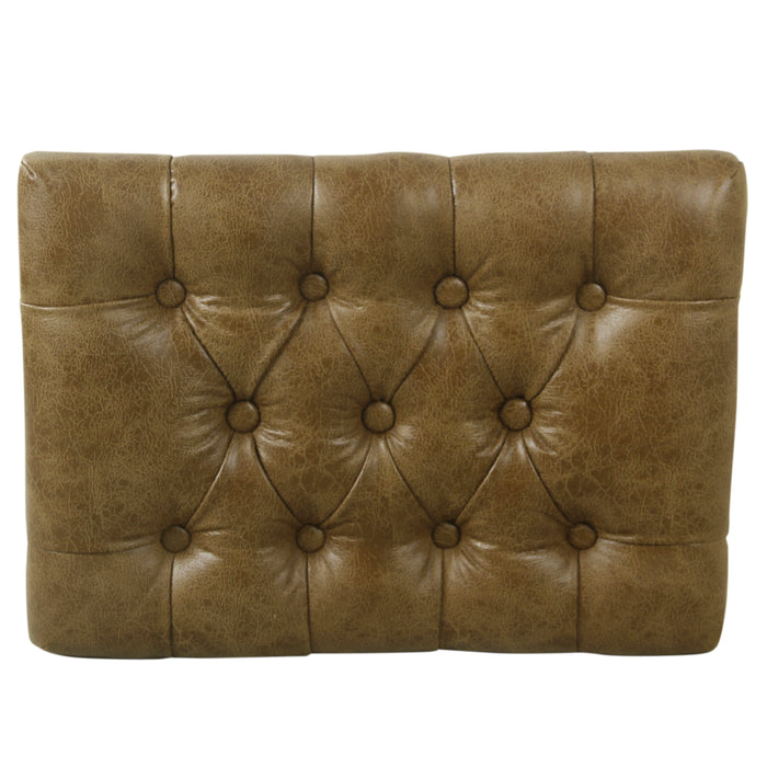 Small Decorative Ottoman - Distressed Brown Faux Leather