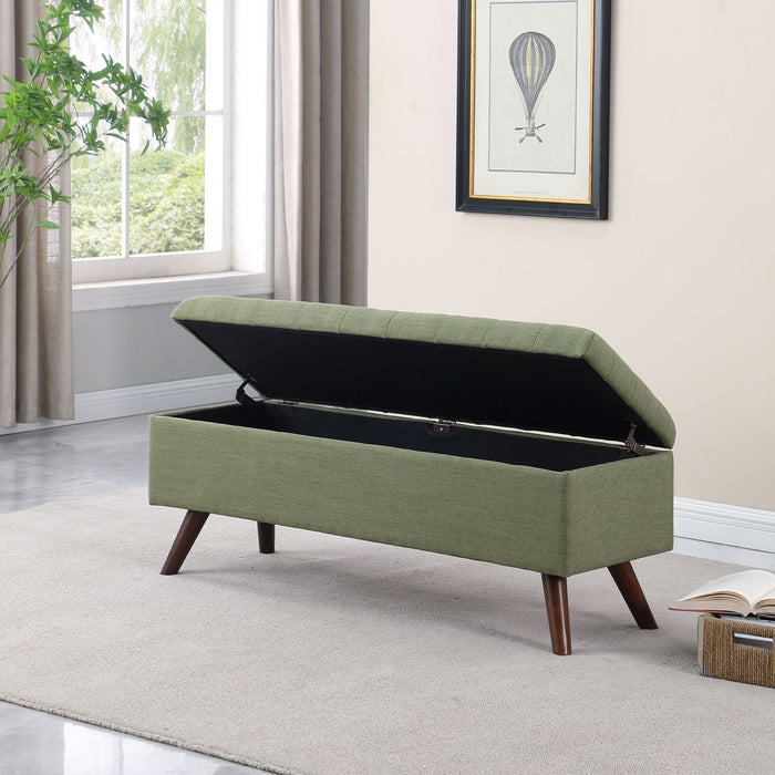 HomePop Modern Tufted Storage Bench - Olive Green Woven