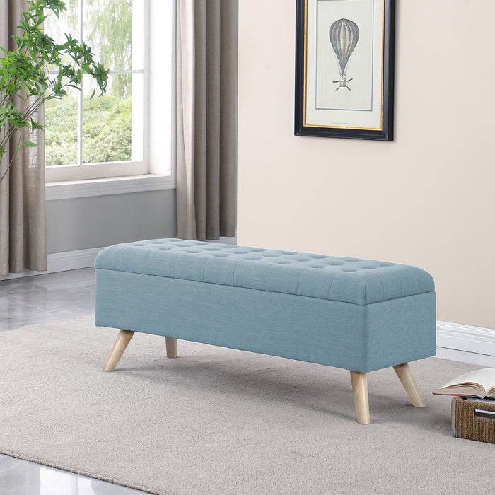 HomePop Modern Tufted Storage Bench - French Blue Woven