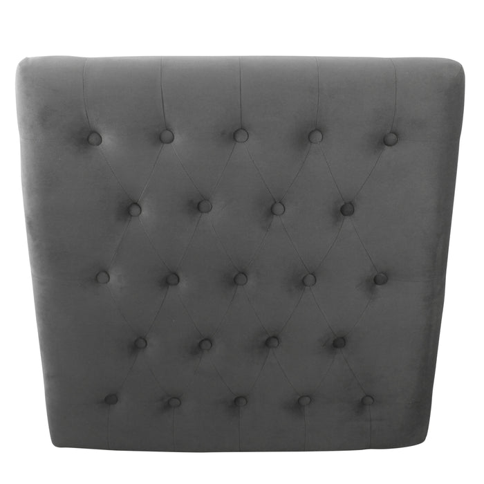 Tufted Ottoman with Wooden Storage - Gray