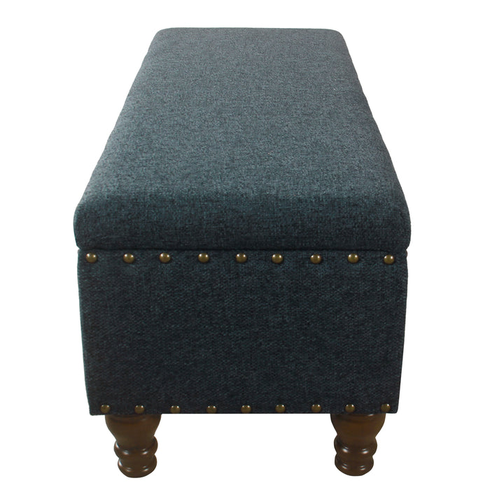 HomePop Luxury 46" Storage Bench with Nailhead Trim - Textured Navy