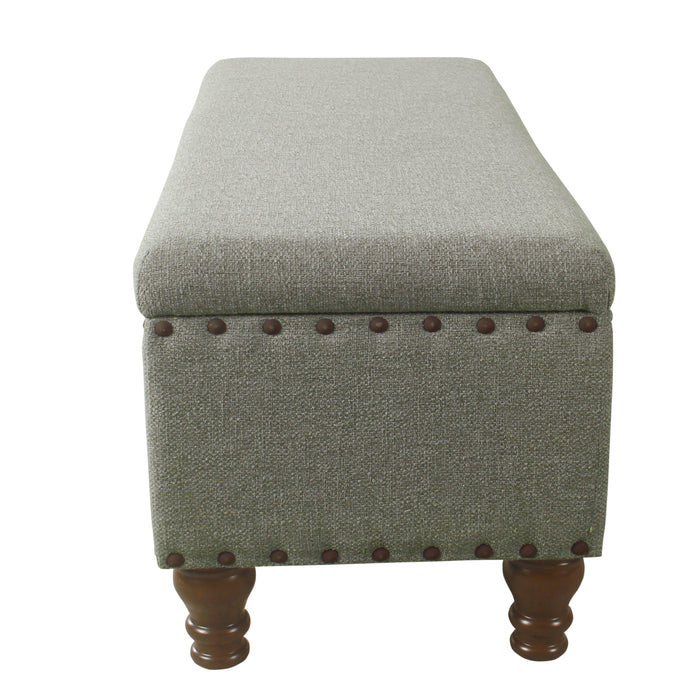 HomePop Luxury 46" Storage Bench with Nailhead Trim - Gray Woven