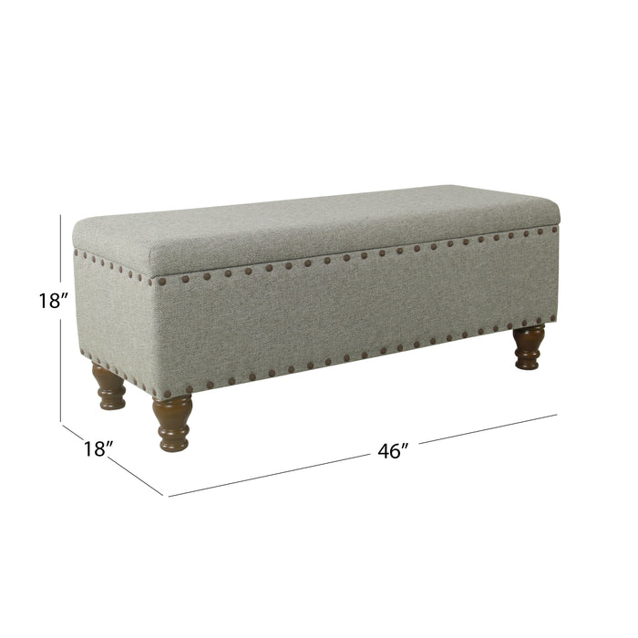 HomePop Luxury 46" Storage Bench with Nailhead Trim - Gray Woven