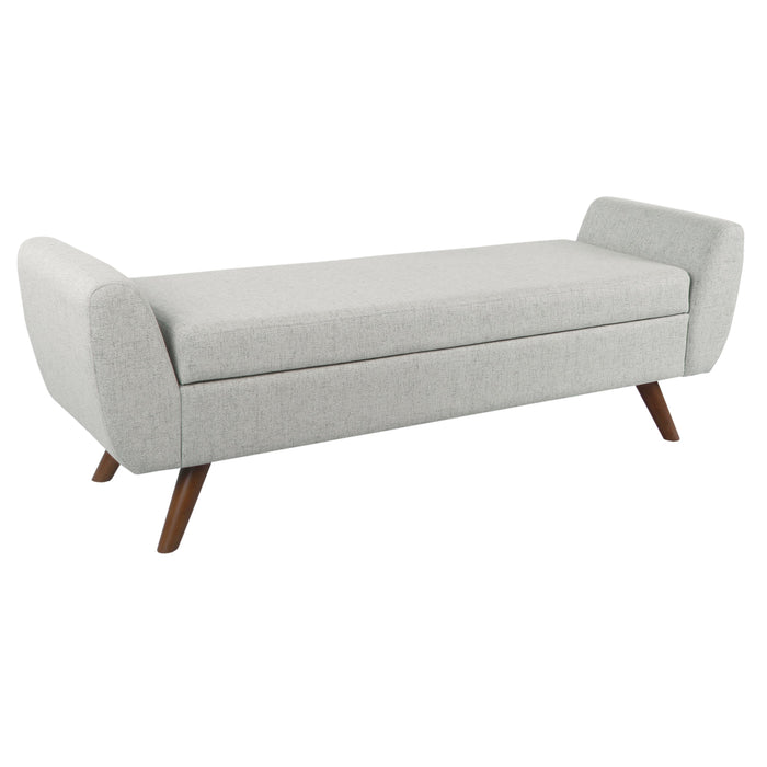 Modern Storage Bench with Wood Legs - Gray Woven