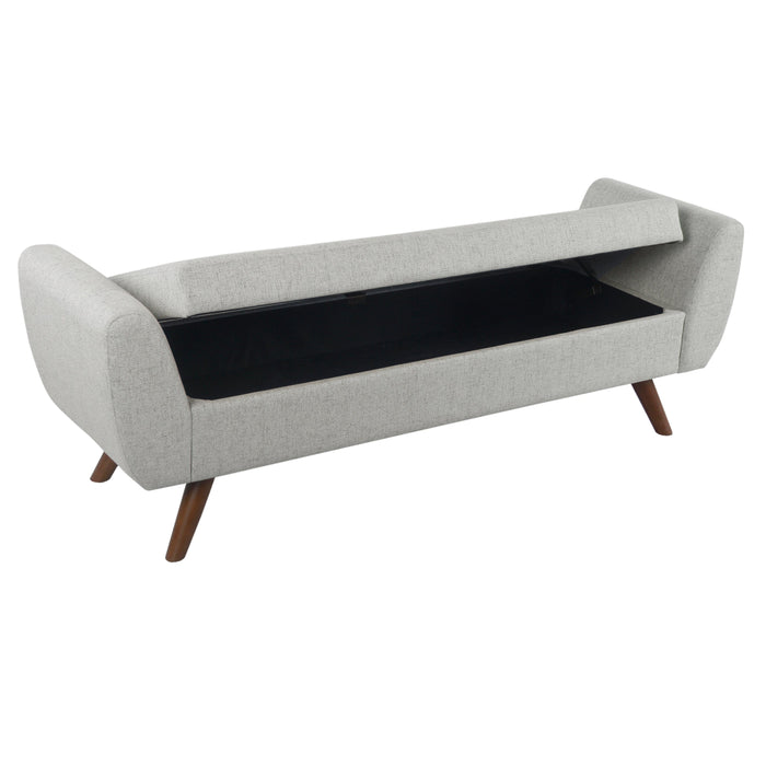 Modern Storage Bench with Wood Legs - Gray Woven