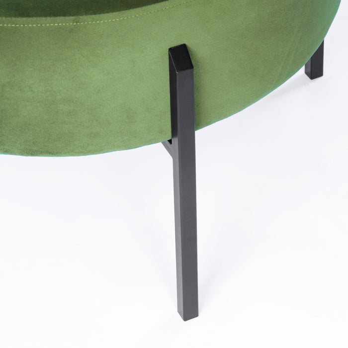 HomePop Modern Round Ottoman - Forest Green Velvet