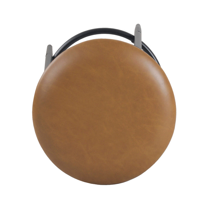 HomePop Upholstered Metal Barstool - Carmel Faux Leather
