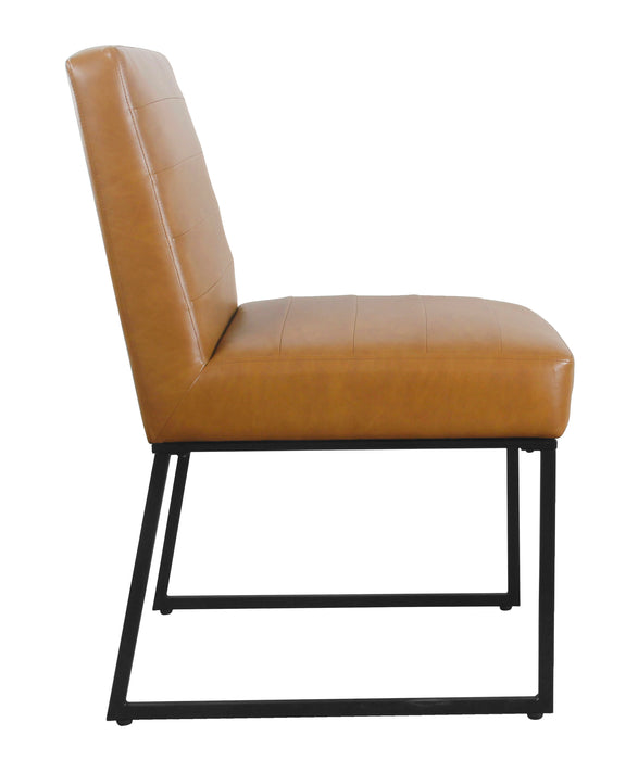 HomePop Channeled Metal Dining Chair - Carmel Faux Leather (Single Pack)