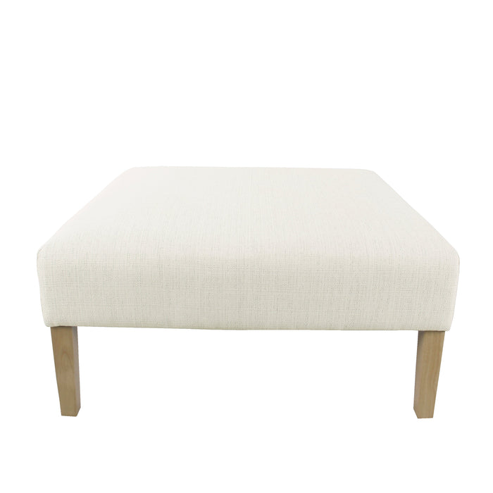 Square Coffee Table Ottoman - Stain-Resistant Cream Woven
