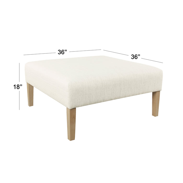 Square Coffee Table Ottoman - Stain-Resistant Cream Woven