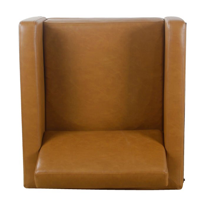 HomePop Metal Accent  Chair - Carmel Faux Leather