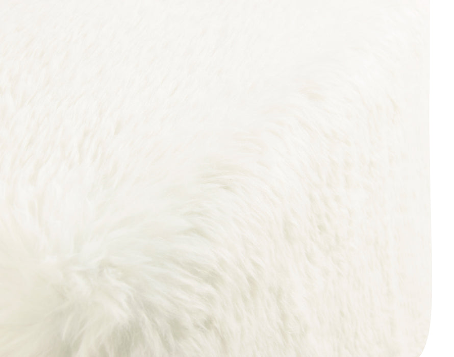 HomePop Cube Ottoman - White Faux Fur