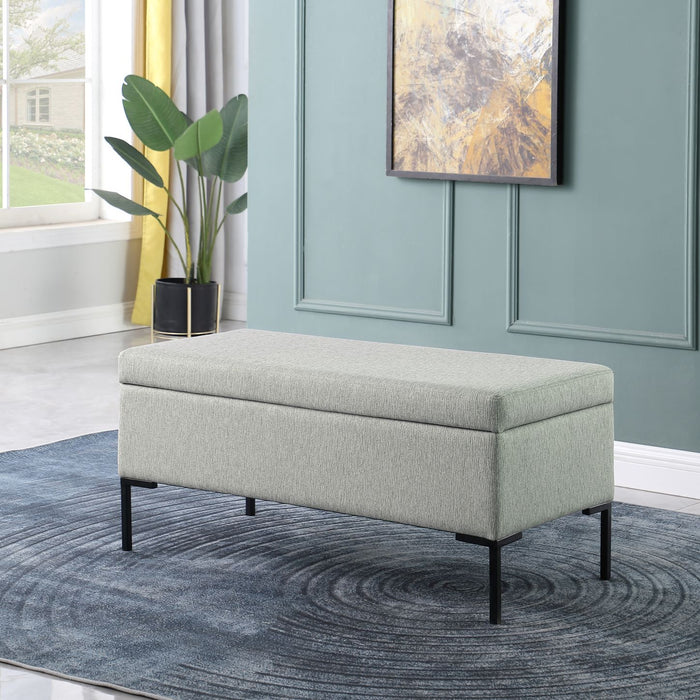 HomePop Large Storage Bench with Metal Legs - Sustainable Gray Woven