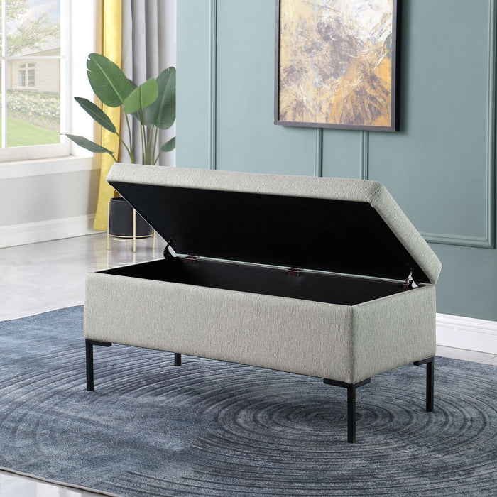 HomePop Large Storage Bench with Metal Legs - Sustainable Gray Woven