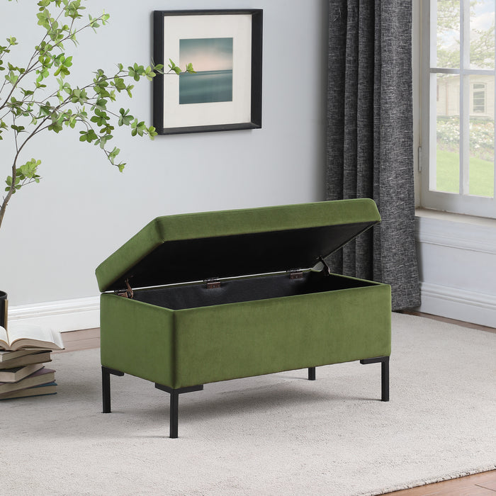 HomePop Medium Storage Bench with Metal Leg - Green Velvet