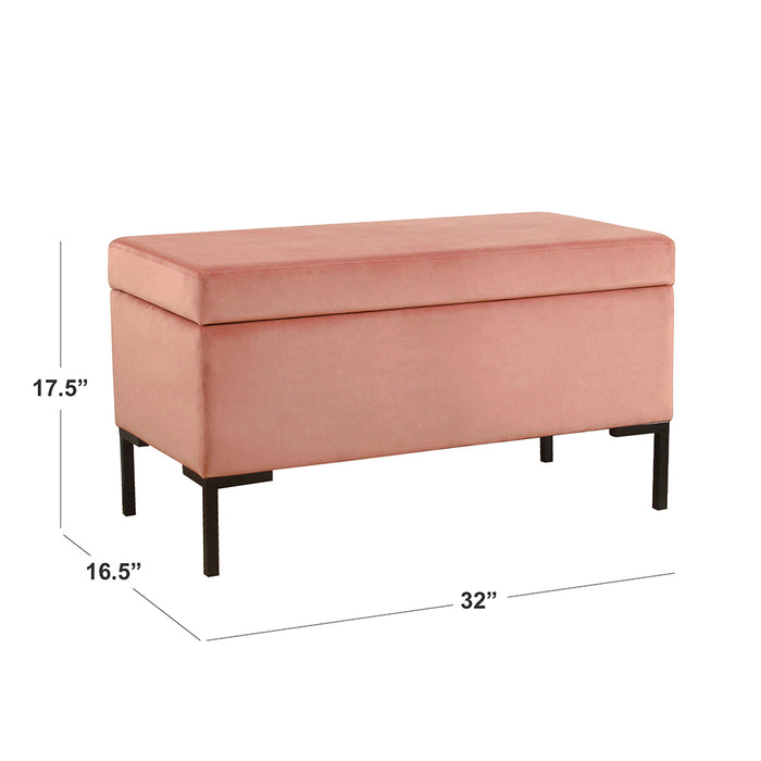 HomePop Medium Storage Bench with Metal Leg - Blush Velvet