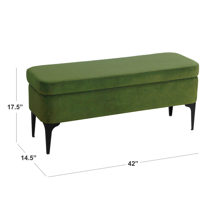 HomePop Large Modern Storage Bench - Green Velvet