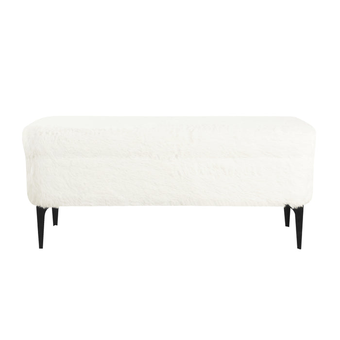 HomePop Large Modern Storage Bench - White Faux Fur
