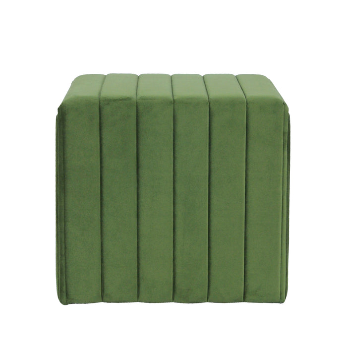 HomePop Modern Channel Ottoman - Green Velvet
