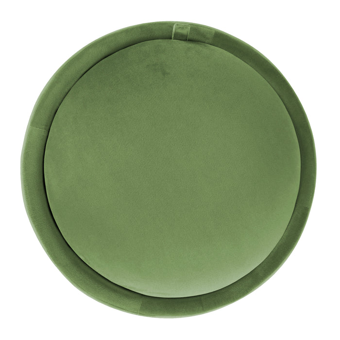 HomePop   Storage Round Ottoman - Forest Green Velvet