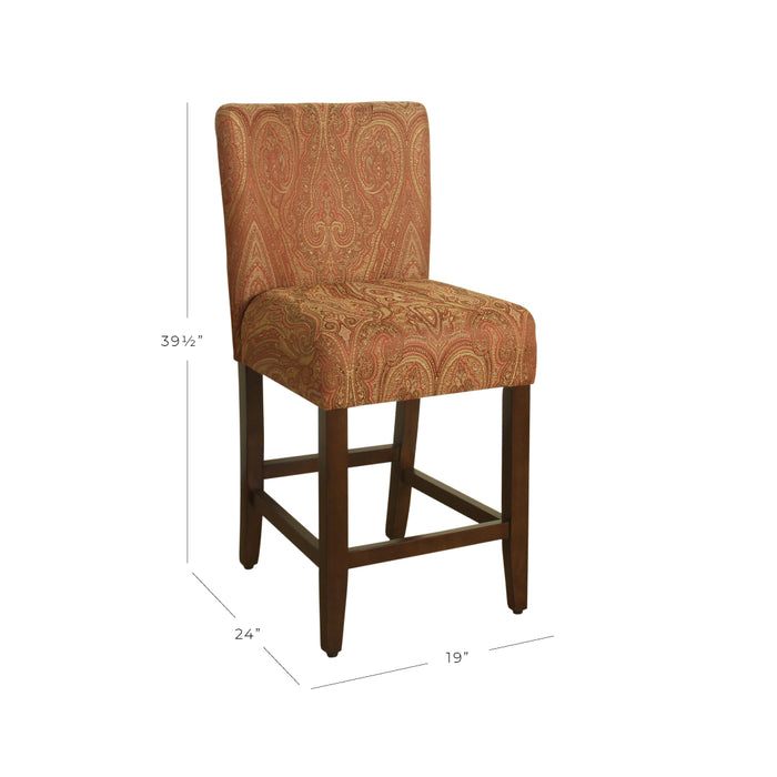 24" Classic Counter Stool - Red and Gold Damask