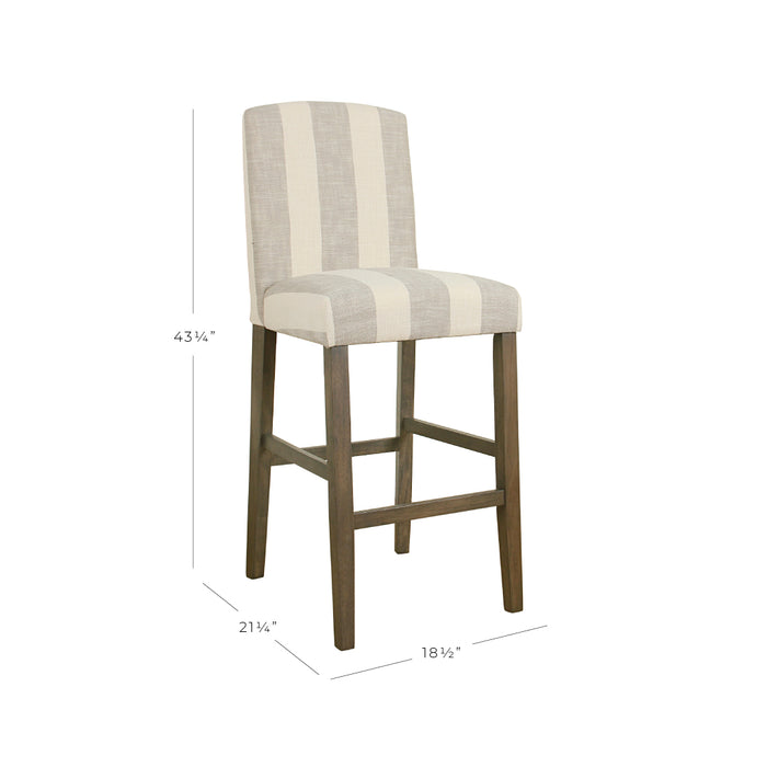 29" Curved Back Barstool - Gray Stripe
