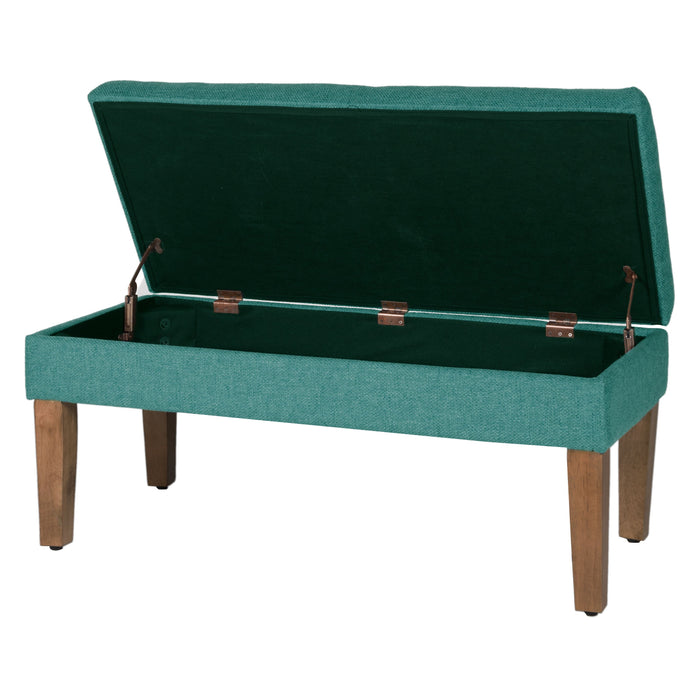 Decorative Storage Bench - Textured Teal Woven
