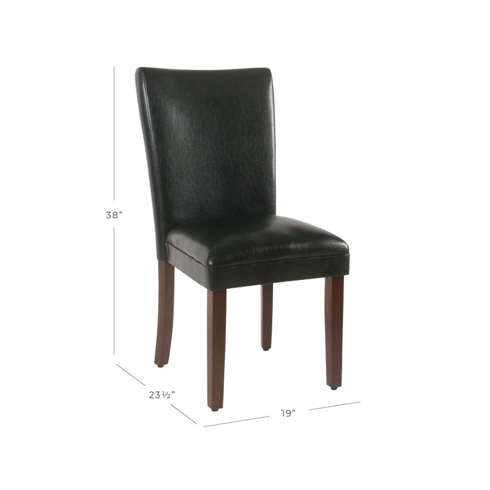 Parsons Deluxe Dining Chair - Black Faux Leather - Set of 2