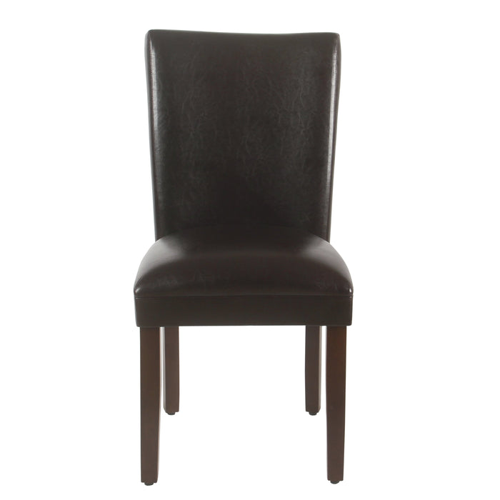 Parsons Deluxe Dining Chair - Brown Faux Leather - Set of 2