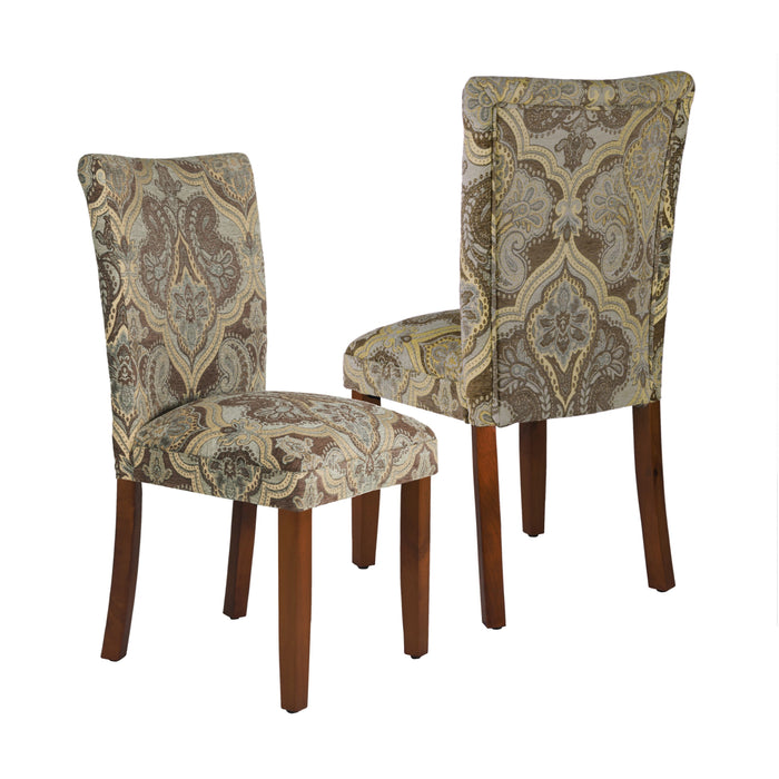 Parsons Deluxe Dining Chair-  Blue and Brown Paisley - Set of 2