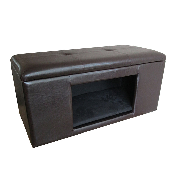 Luxury Pet Bed Bench - Brown Faux Leather