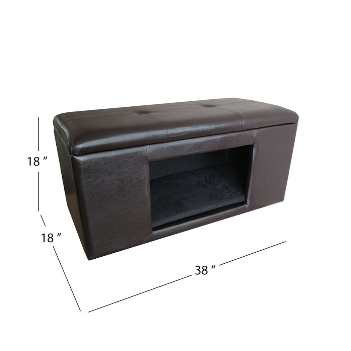 Luxury Pet Bed Bench Brown Faux Leather HomePop Furniture luxury-pet-bed-bench-brown-faux-leather-homepop-furniture