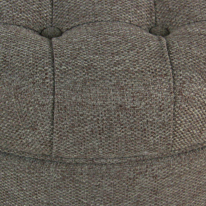Large Tufted Round Storage Ottoman - Dark Gray
